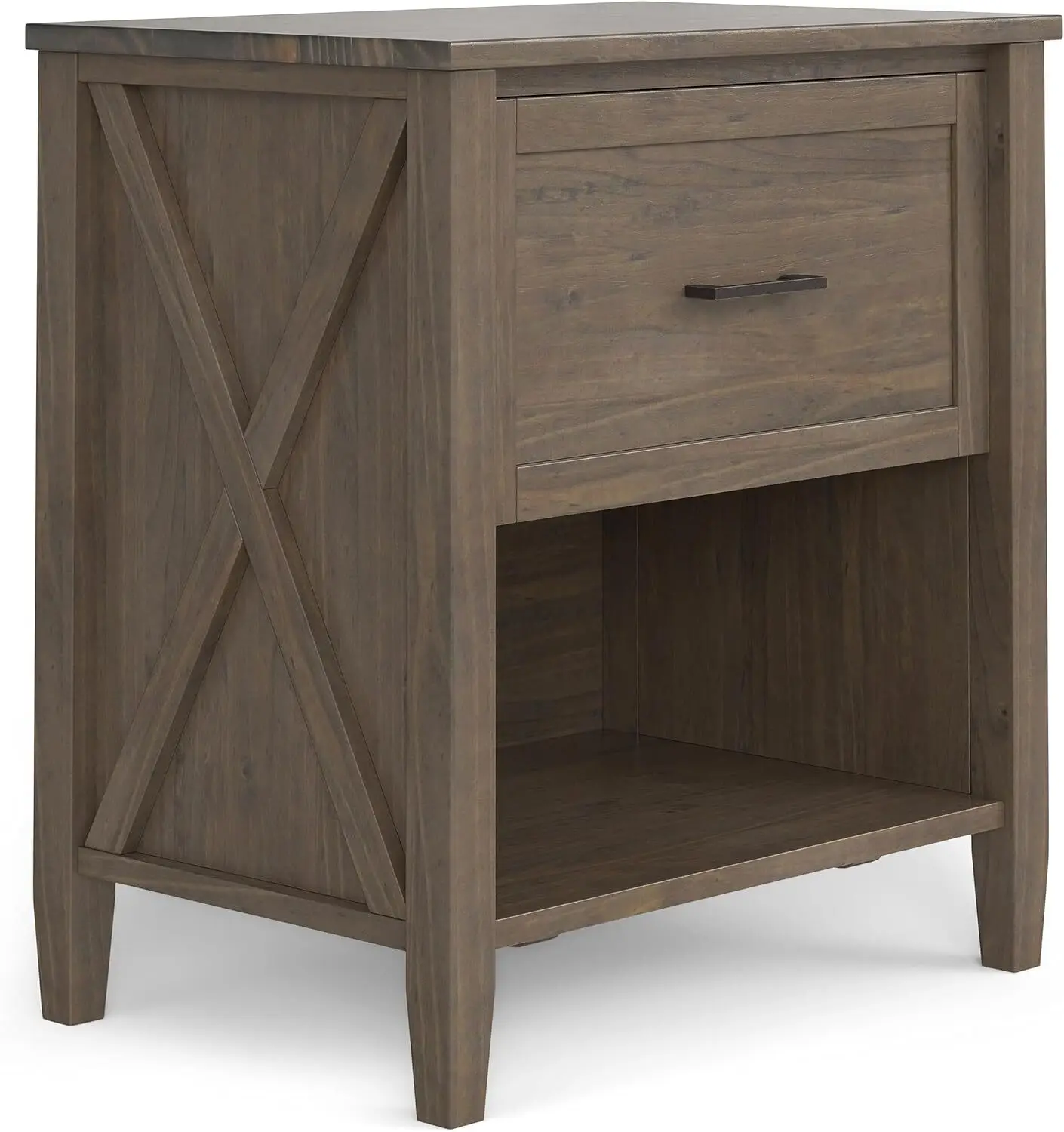 

Solid Wood 24 Inch Wide Transitional Bedside Table in Smoky Brown, for The Living Room and Bedroom