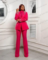 Perle completo da donna completo di pantaloni Blazer + pantaloni 2 pezzi smoking da sposa formale abito da ballo per gli ospiti giacca da cerimonia su misura