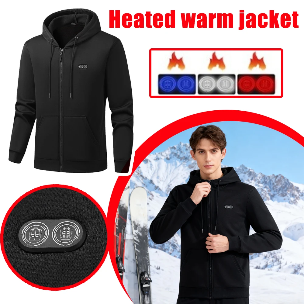 

Новинка 2025 года, зимняя толстовка с подогревом, мужская уличная куртка с флисовой подкладкой и USB-подогревом, верхняя одежда с электрическим подогревом, мотоциклетное уличное снаряжение