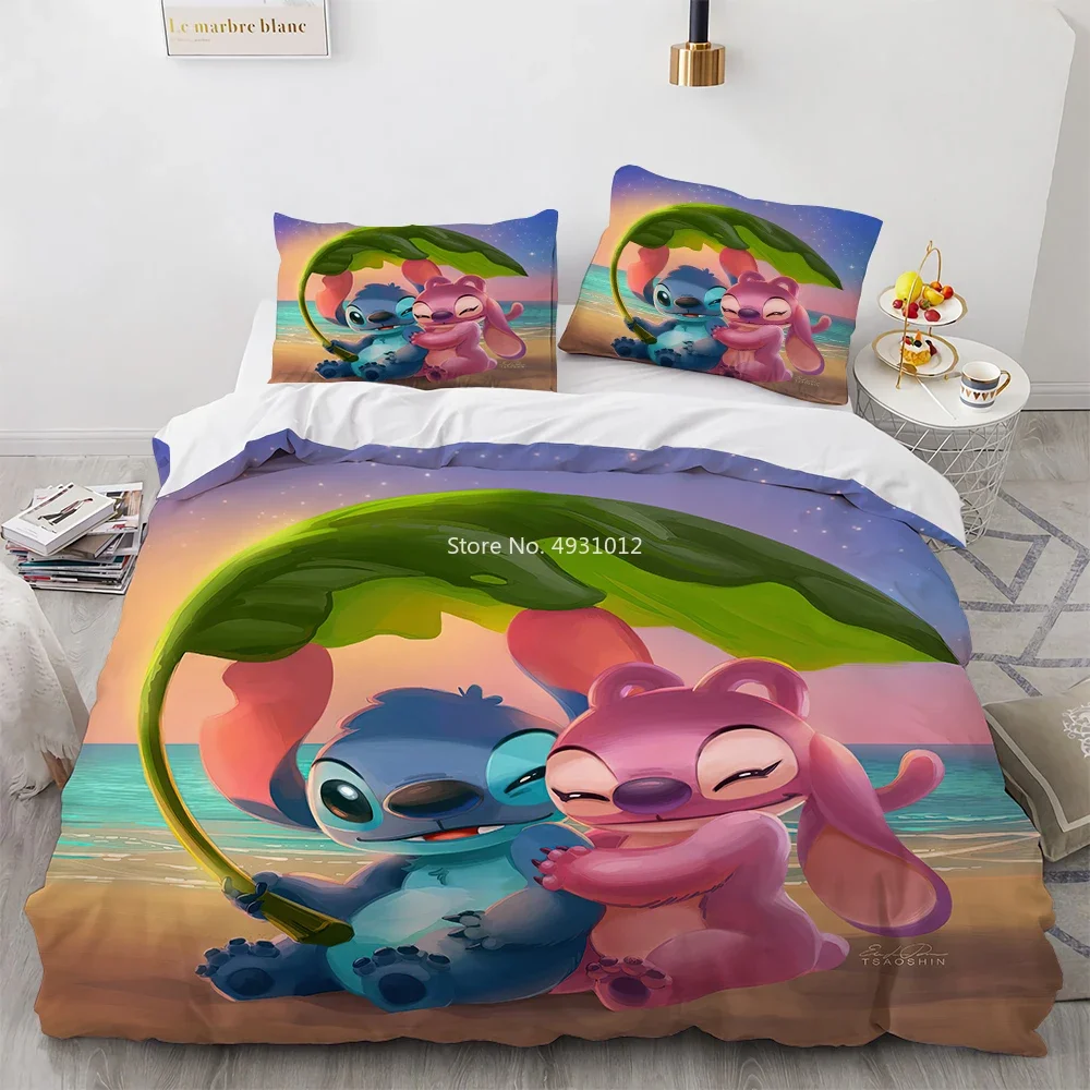 3D Cartoon Lilo & Stitch Baby Duvet Cover Set Bedroom Decor for Children Kids Boy Girl Queen King Size Bedding Set