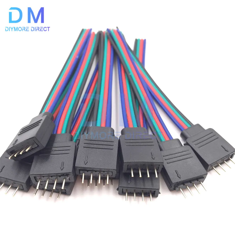 4pin Male Female Strip to Controller Adapter Cable Wire for 5050 3528 SMD RGB RGBW RGB+CCT LED Strip Light 5pcs