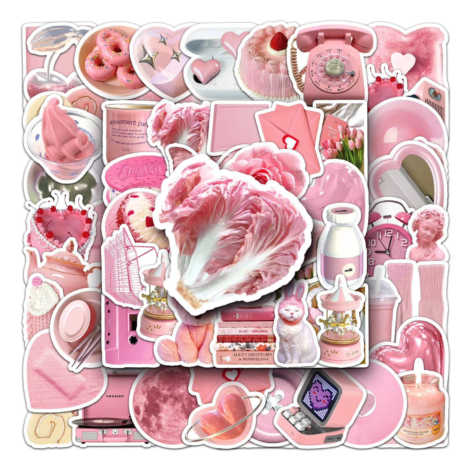 

10/30/50pcs Nordic Style Pink Ins Style Graffiti Sticker Cute Creative Diy Mobile Phone Laptop Waterproof Decal Decor Sticker