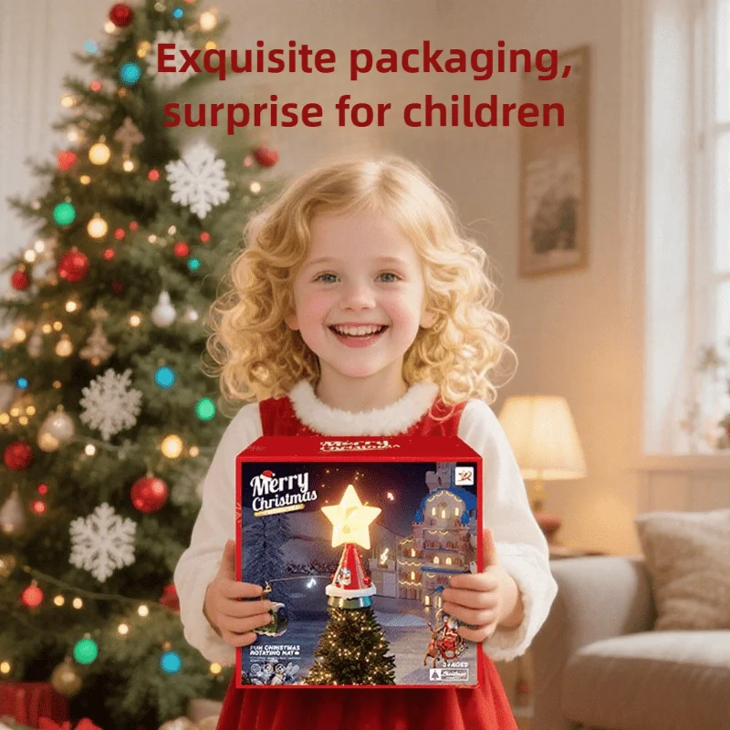 

Автоматический вращающийся топпер для рождественской елки и музыкальный вращающийся световой дисплей в форме звезды, колокольчик-снежинка, украшения, декор для рождественской елки