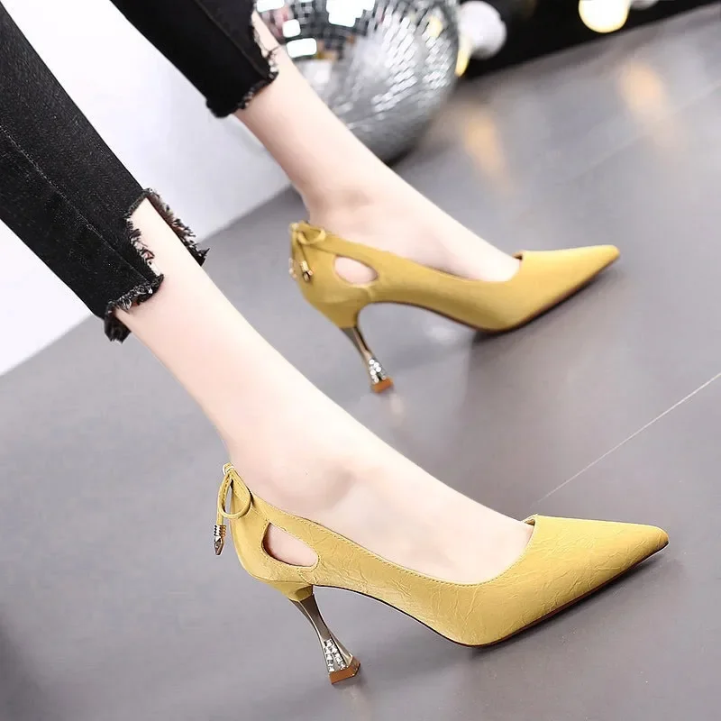 Comemore 2024 Spring Pointed Sexy Bow Fashion Elegant Ladies Dress Female Shoes Pointed Toe Pumps Stilito Heel Black High Heels