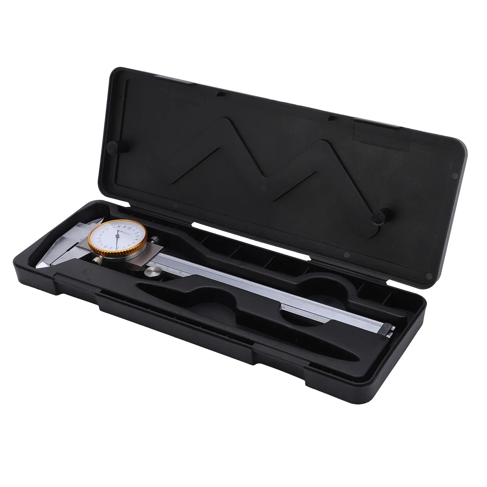 

0-150mm Shock-Proof Dial Caliper - Adjustable Steel Vernier with Depth Rod, Silver Micrometer Tool