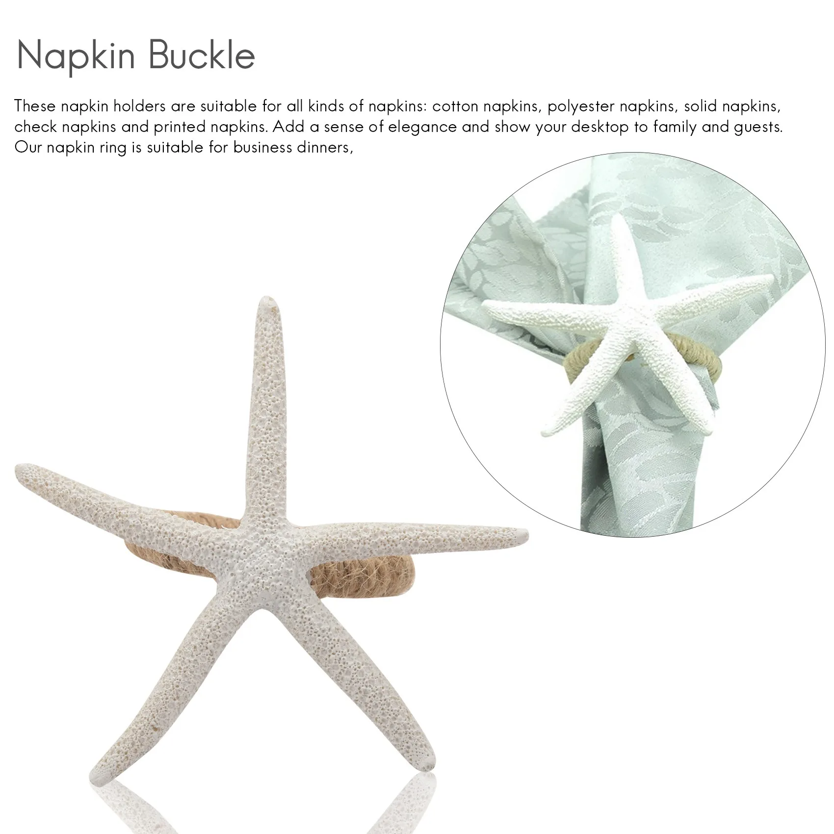 A84E-Napkin Rings Set Of 4, Sea Star Napkin Ring For Starfish Serviette For Tables, Wedding, Birthday, Banquet, Christmas