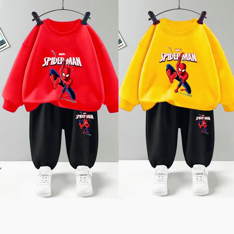 Disney Children's Clothing Sets Boys Spiderman Boys Sweatshirt and Sweatpant 2 Pcs Suits Kids Tracksuits Boys Autumn Hoodies Set