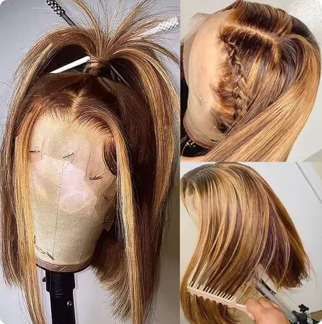 

Density Highlight Ombre Honey Blonde Straight Wig 13x4 High Definition Soft Lace Front Glueless for Women Daily Use