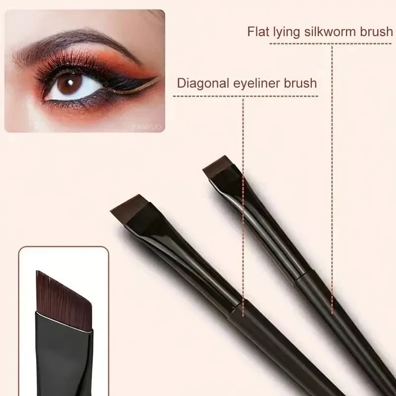 فرشاة تحديد العيون المحسنة فائقة النحافة، فرشاة حواجب مسطحة بزاوية دقيقة، فرشاة دقيقة لوضع مستحضرات ما تحت العين، أدوات مكياج العيون