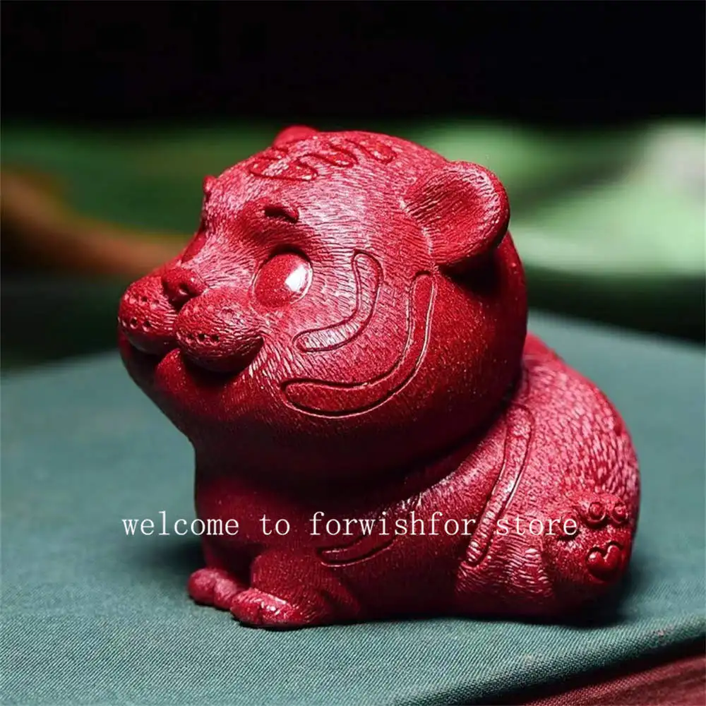 Natural Vermilion Zisha Carved Tiger Decoration Zodiac Mascot Wealth Display Desktop New Year Decorations Christmas Gifts