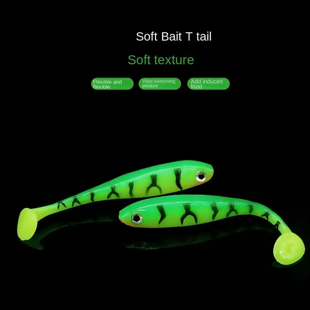 5PCS Swimbait 7cm/2.1g T-tail Soft Bait Silicone Bionic Paddle Tail Swimbaits Sinking Pesca Biomimetic Fish Bait Sea