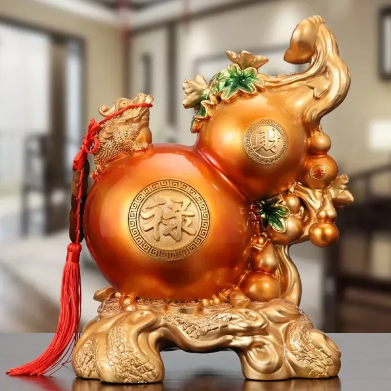 Feng Shui Fortune Gourd Attracts Wealth Ornaments Blessed Living Room Wine Cooler TV Cabinet Decor