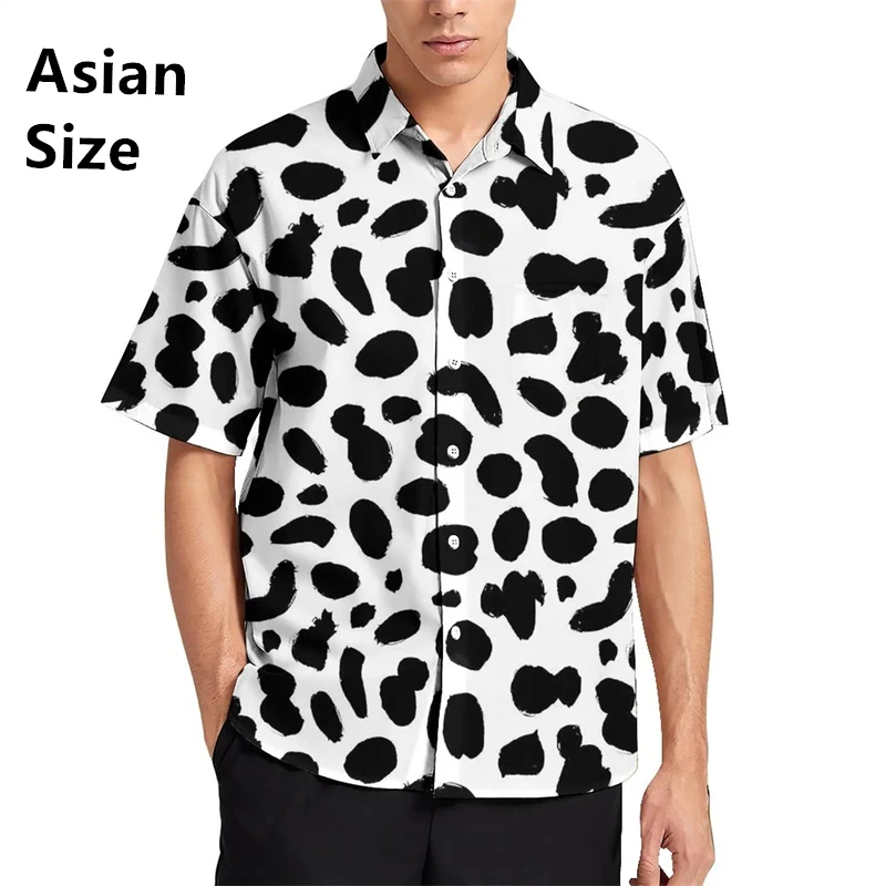 Cow Spot Leopard Hawaiian Print Mens Shirt Short Sleeve Comfortable Premium Men's Tops Cardigan Top Casual Men's Shirt Clothing