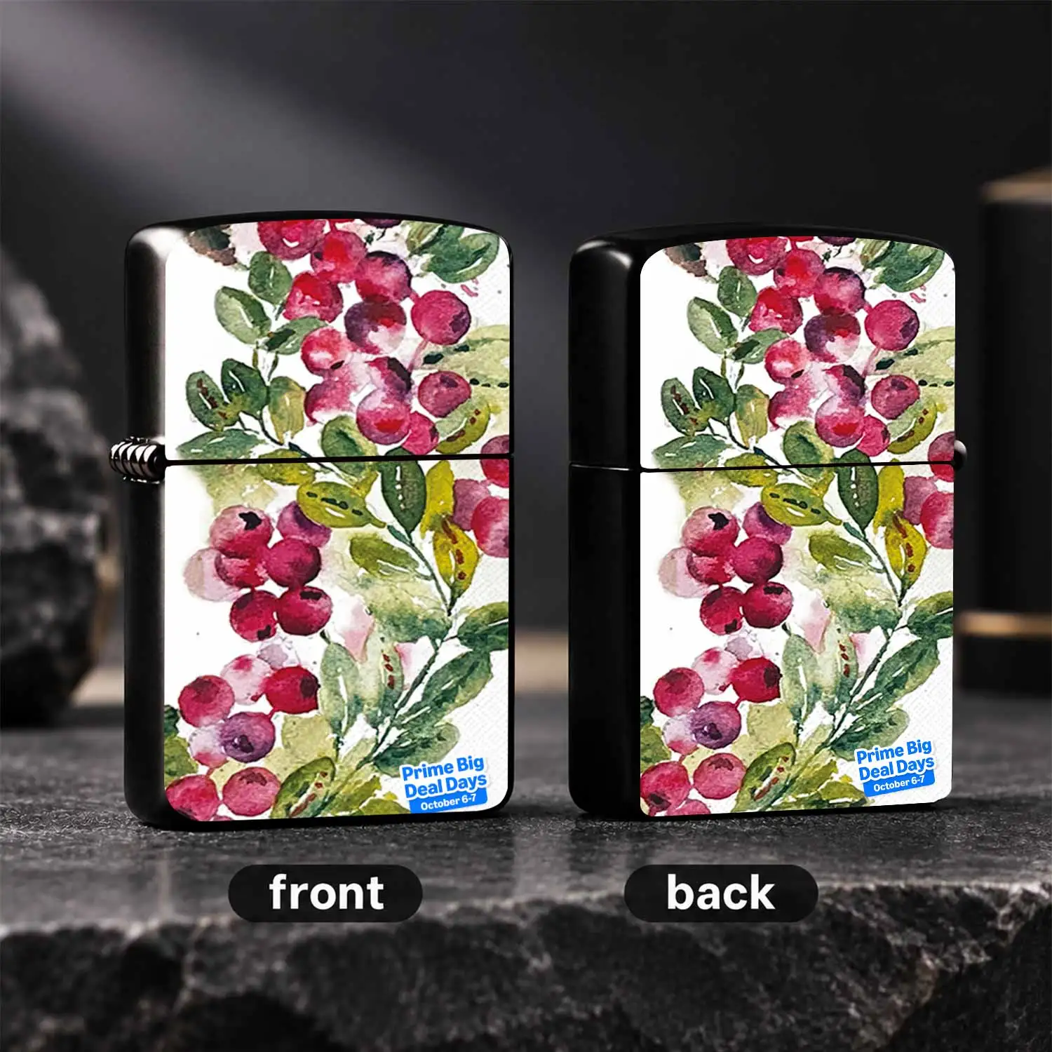 Watercolor Berry Foliage Art Style Portable Lighter, Exquisite Hand-Painted Aesthetic Decor Accessory, Suitable For All Daily Scenarios, Practical And Stylish Gift Choice For Family And Friends, Delicate Touch Artistic A Humorous And Intere