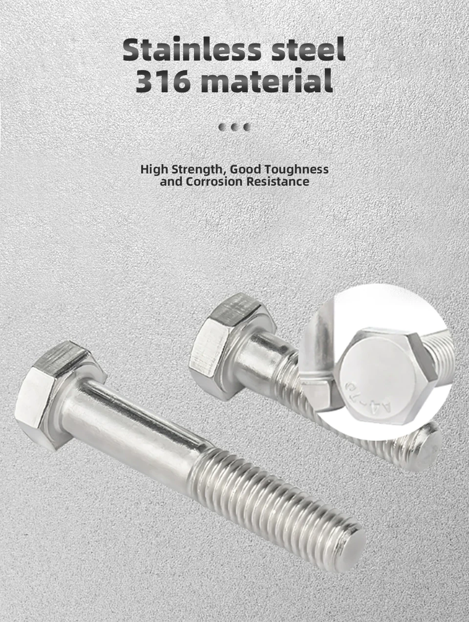 DIN931 316 Edelstahl Sechskantschrauben mit Halbgewinde, Sechskantkopfschrauben M6 M8 M10 M12 M14 M16 Befestigungselemente – Detail 8