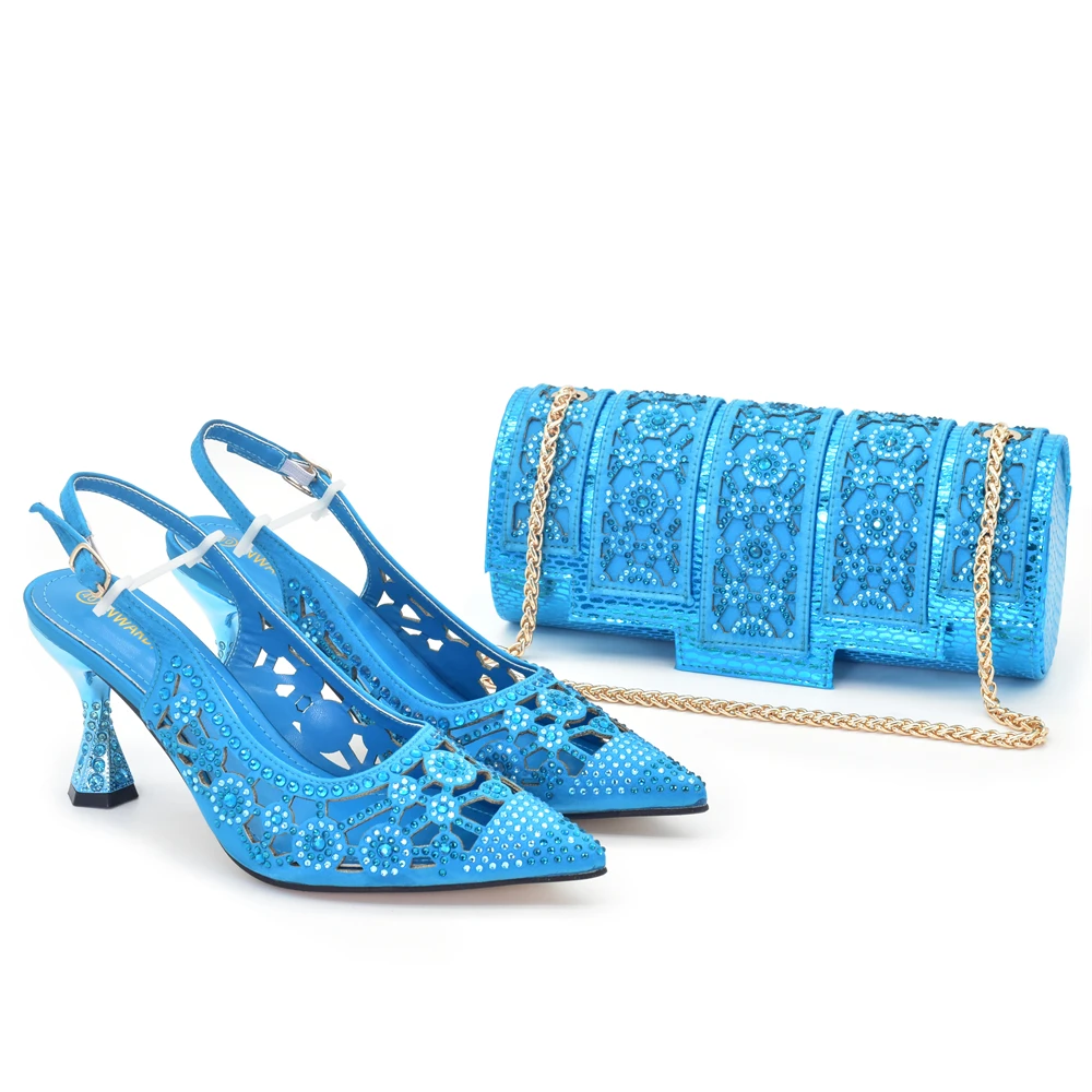 Doershow Italian Shoes And Bag Sets For Evening Party With Stones Italian Leather Handbags Match Bags