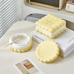 Ceramic Biscuit Ashtray Cute Style Creative Desktop Ornaments Home Office Decoration Birthday Gifts for Smokers