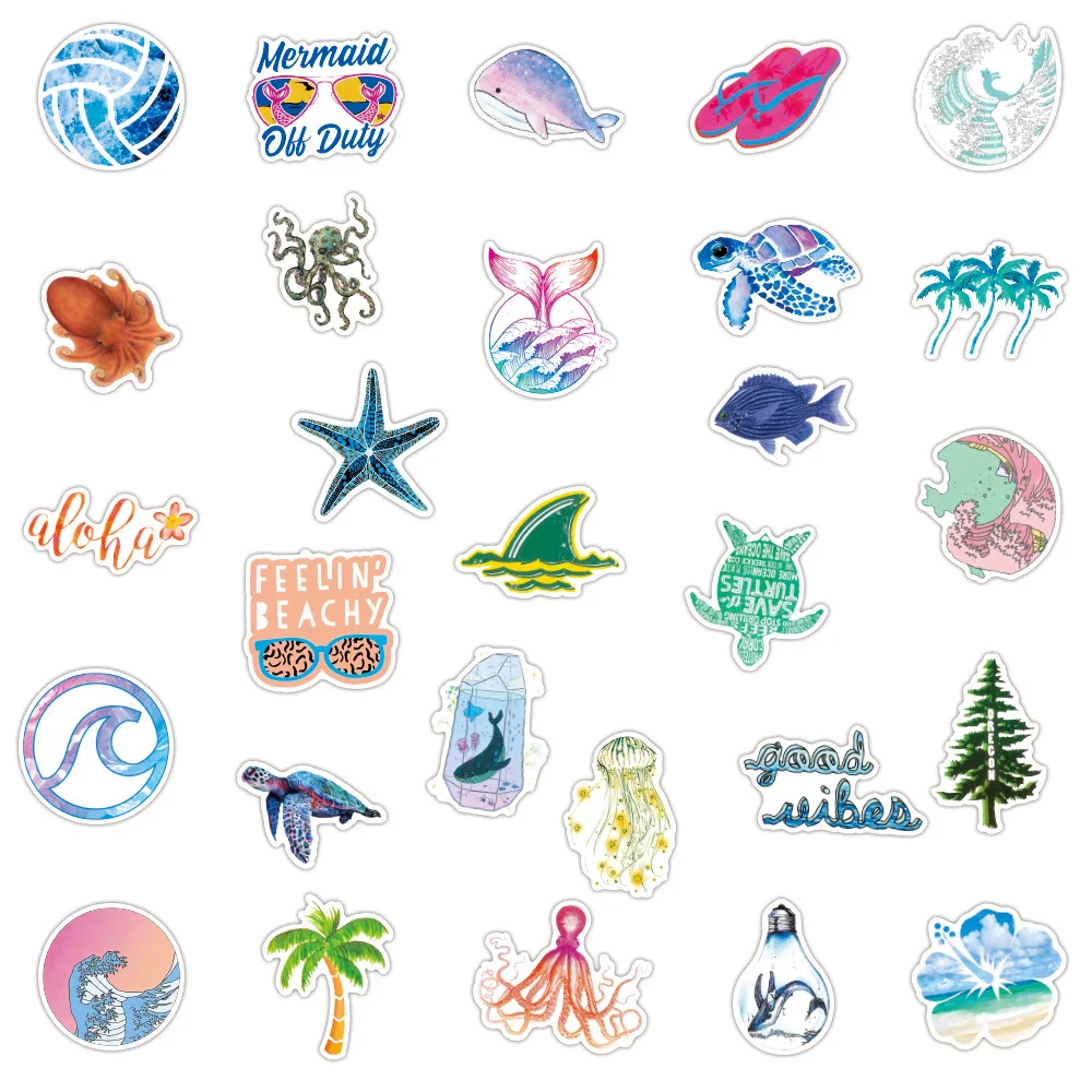 10/30/50/100PCS Sea World Animals Cartoon Sticker DIY Diary Laptop Luggage Skateboard Graffiti Decals Fun for Kid