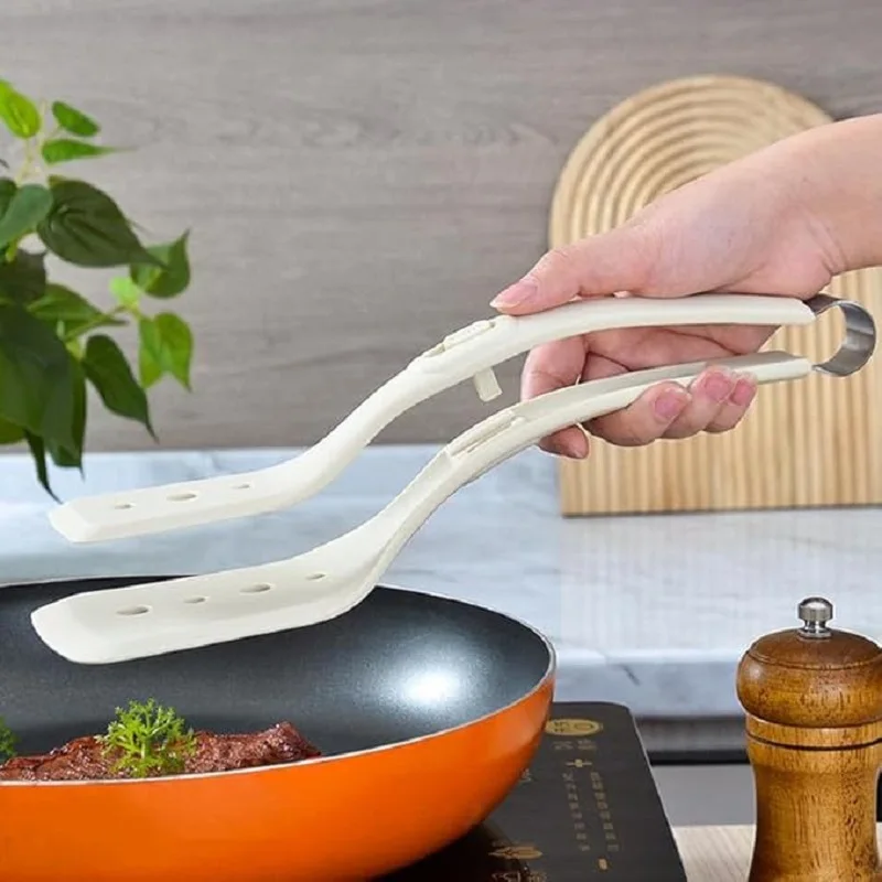 2 In 1 Silicone Shovel Clip Kitchen Tong Steak Spatula Egg Tongs Pancake Clamp Barbecue Clip Fried Turners Camping Cooking Tool