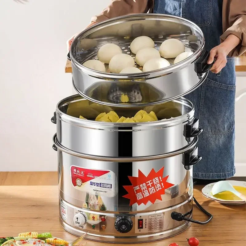 

[Новинка] Коммерческая электрическая пароварка с электрической пароваркой большой емкости из нержавеющей стали для приготовления булочек на пару