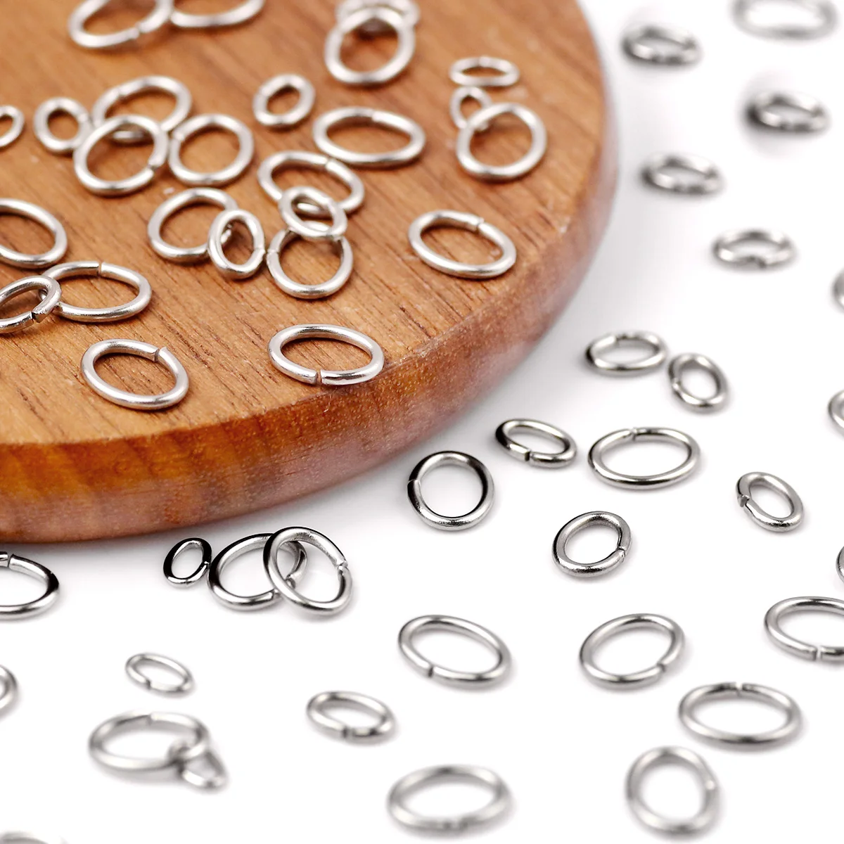 3,5-8mm Silbrig Oval Edelstahl Geschlossene Schleife Stahl Farbe Biegeringe Für Schmuck Machen Armbänder Ohrringe DIY Zubehör