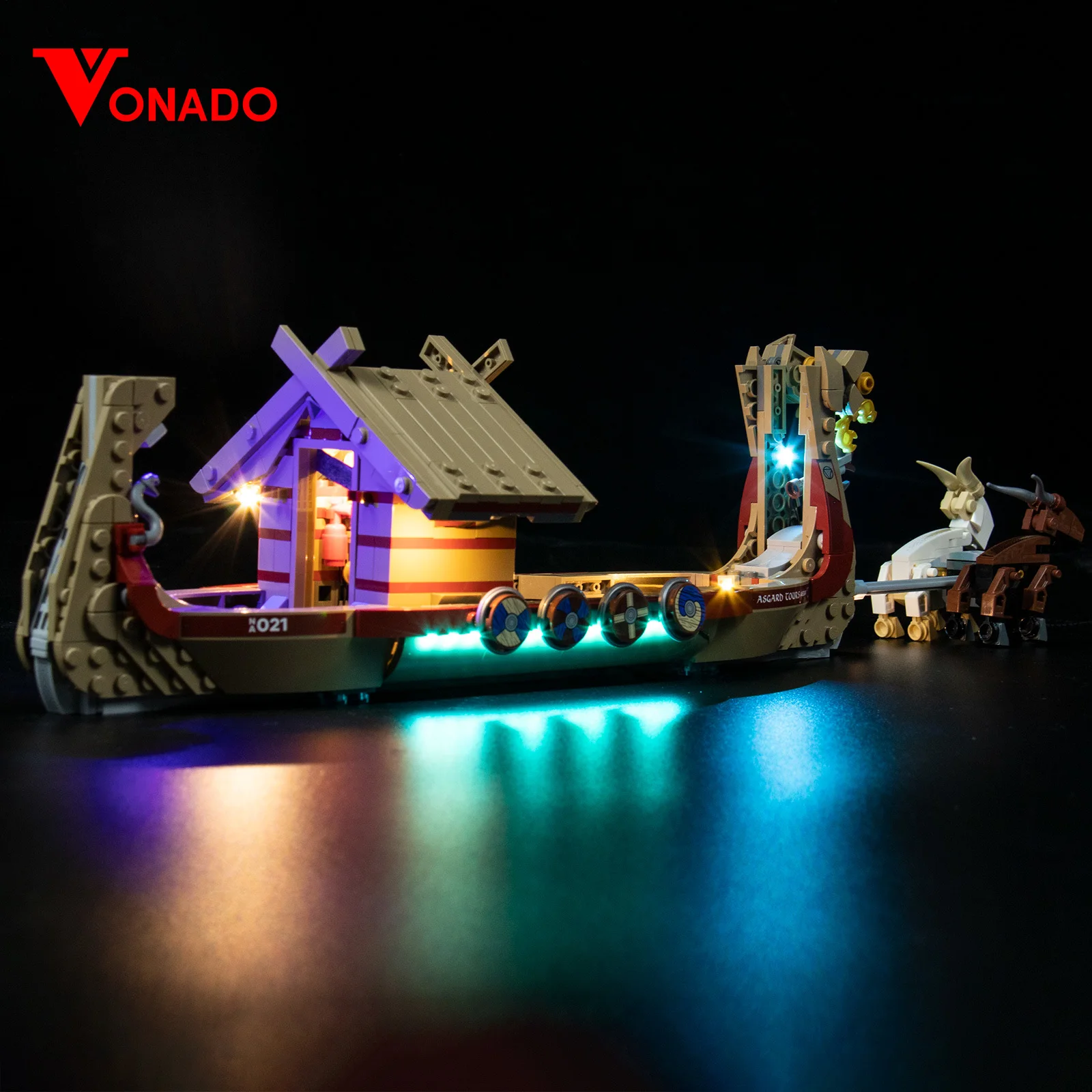 Vonado-Juego de bloques de construcción de barco de cabra para niños, juguete de construcción con luz LED para 76208, no incluye el modelo