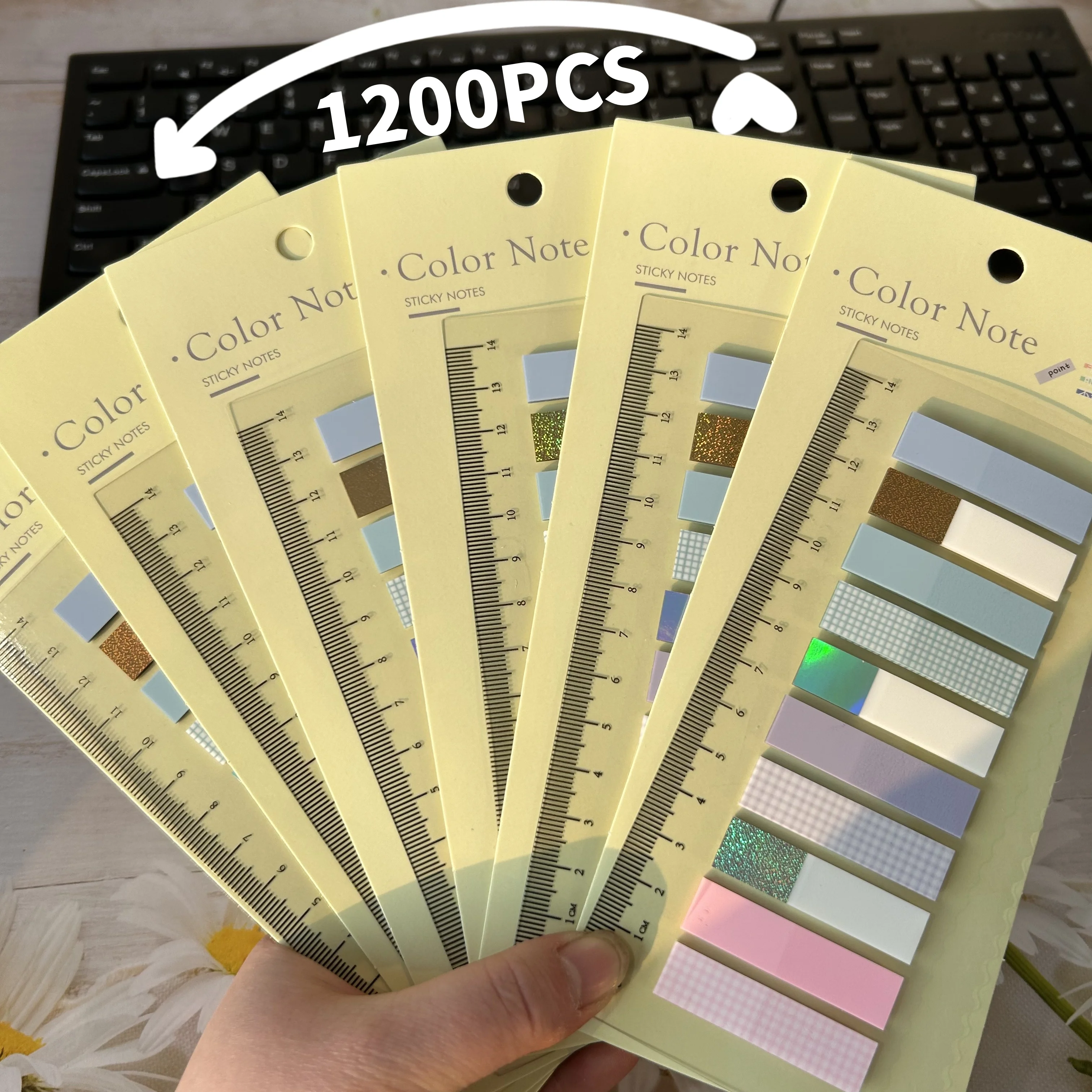 

Transparent Sticky Notes 1200PCS, Fluorescent Index Tabs for Office School Supplies, Book Markers Page Flags, Self-Adhesive Memo