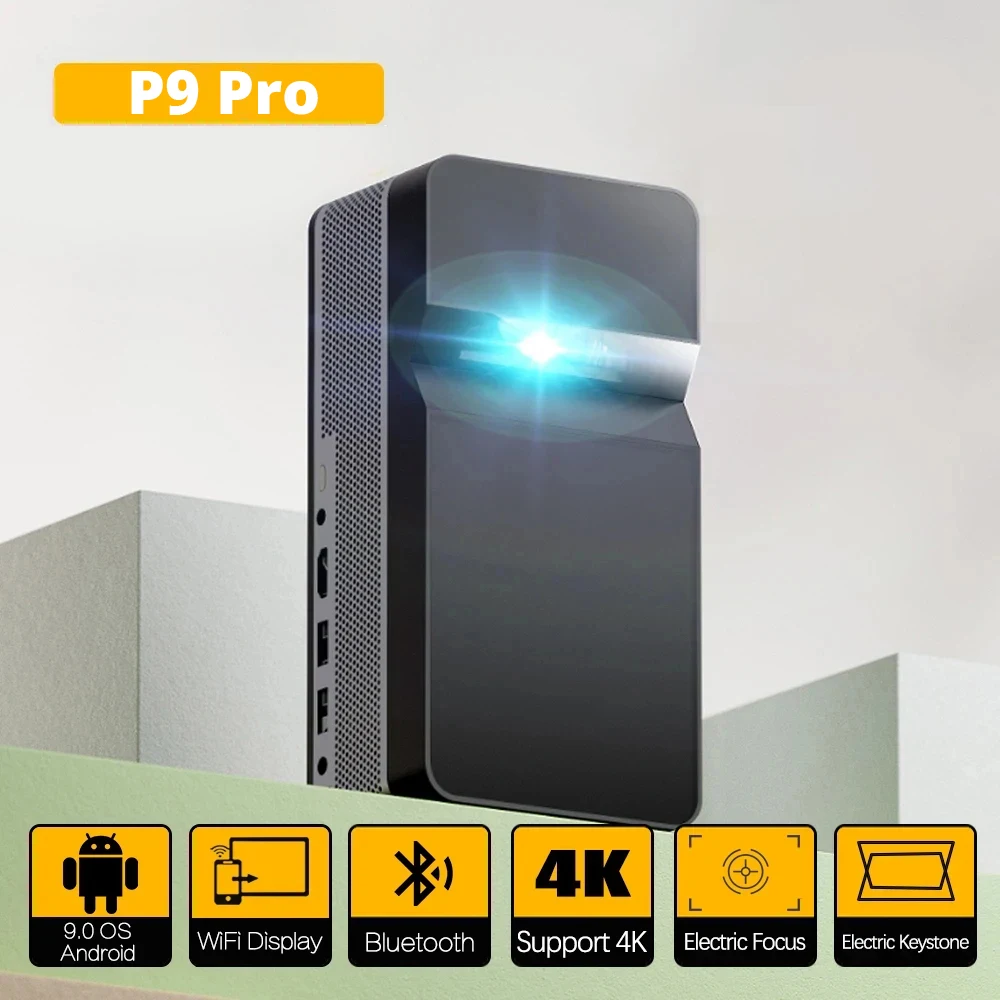 

Mini Projector P9 pro 4K 3D UHD support Automatic focusing trapezoidal correction High Definition Ultra short throw projector