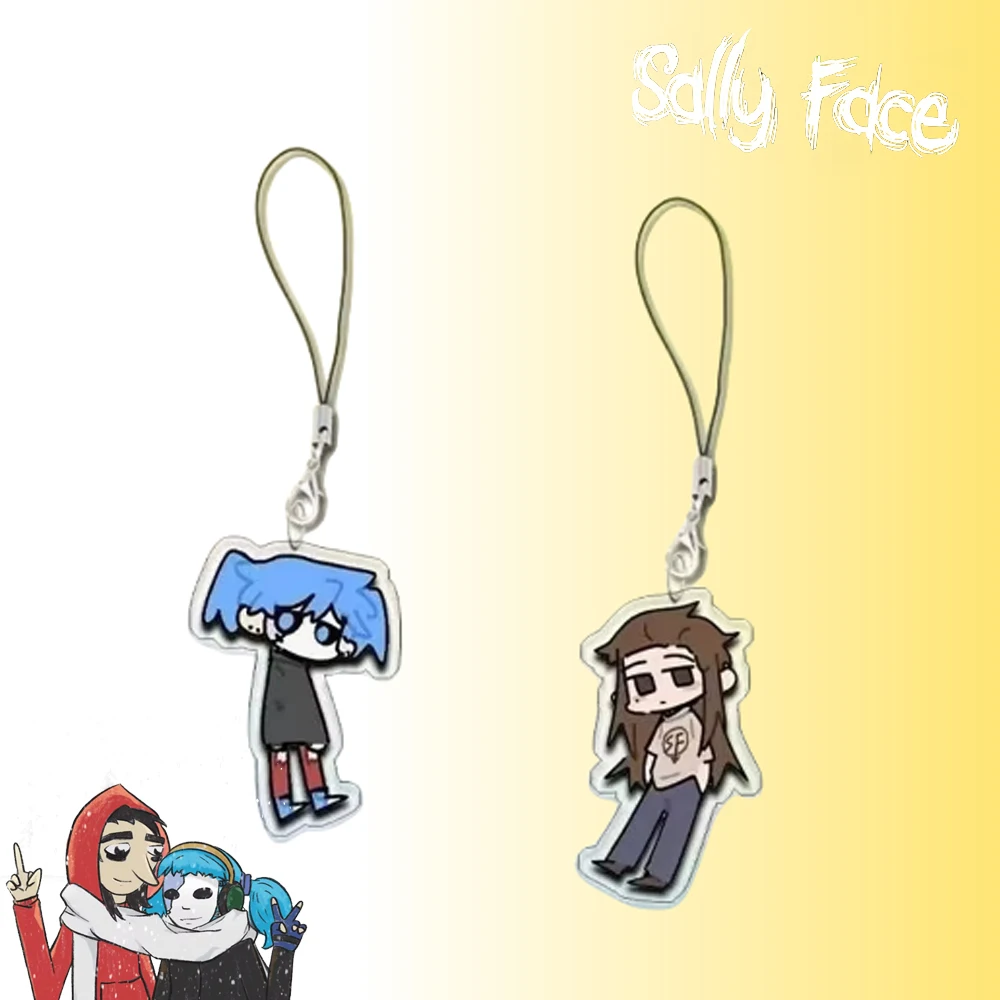 Juego Sally Face Sal Larry llavero de Cosplay colgante acrílico llavero cuerda cadena de teléfono impresión de figuras de dos caras