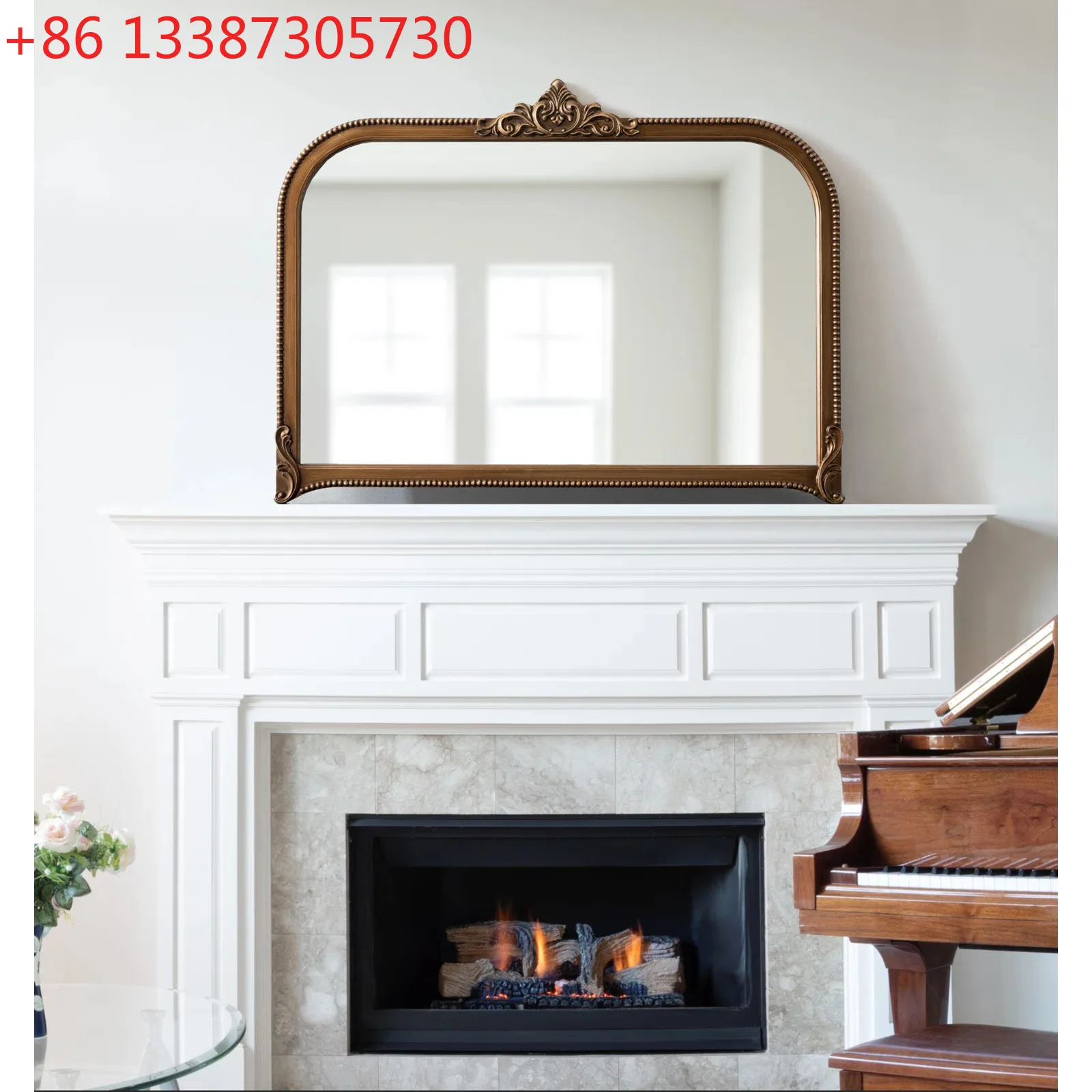 

Французское ретро светлое роскошное резное зеркало, домашнее высококачественное декоративное зеркало для входа в гостиную