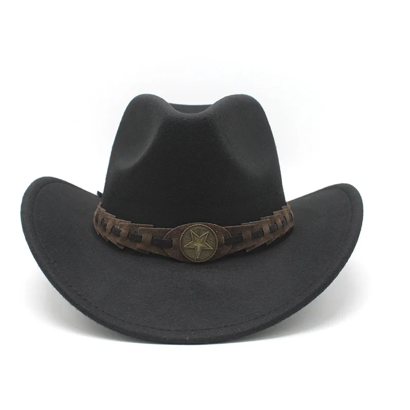 Men's Cotton Blend Western Cowboy Hat with Wide Brim and Curved Brim 57-58cm All-Season Cowboy Hat