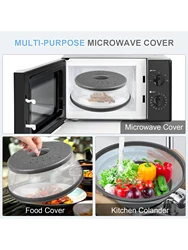 10.5 Inch Approximately 27 Cm Microwave Food Cover And Foldable Silicone Pad Splash Guard Tray Holder And Kitchen Spoon Suitable