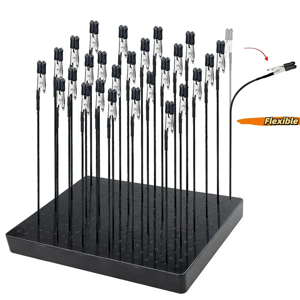 Base de suporte de pintura modelo com 10 peças de clipes de jacaré flexíveis de metal para escala gundam, ferramentas de fabricação de modelo, aerógrafo, artesanato diy