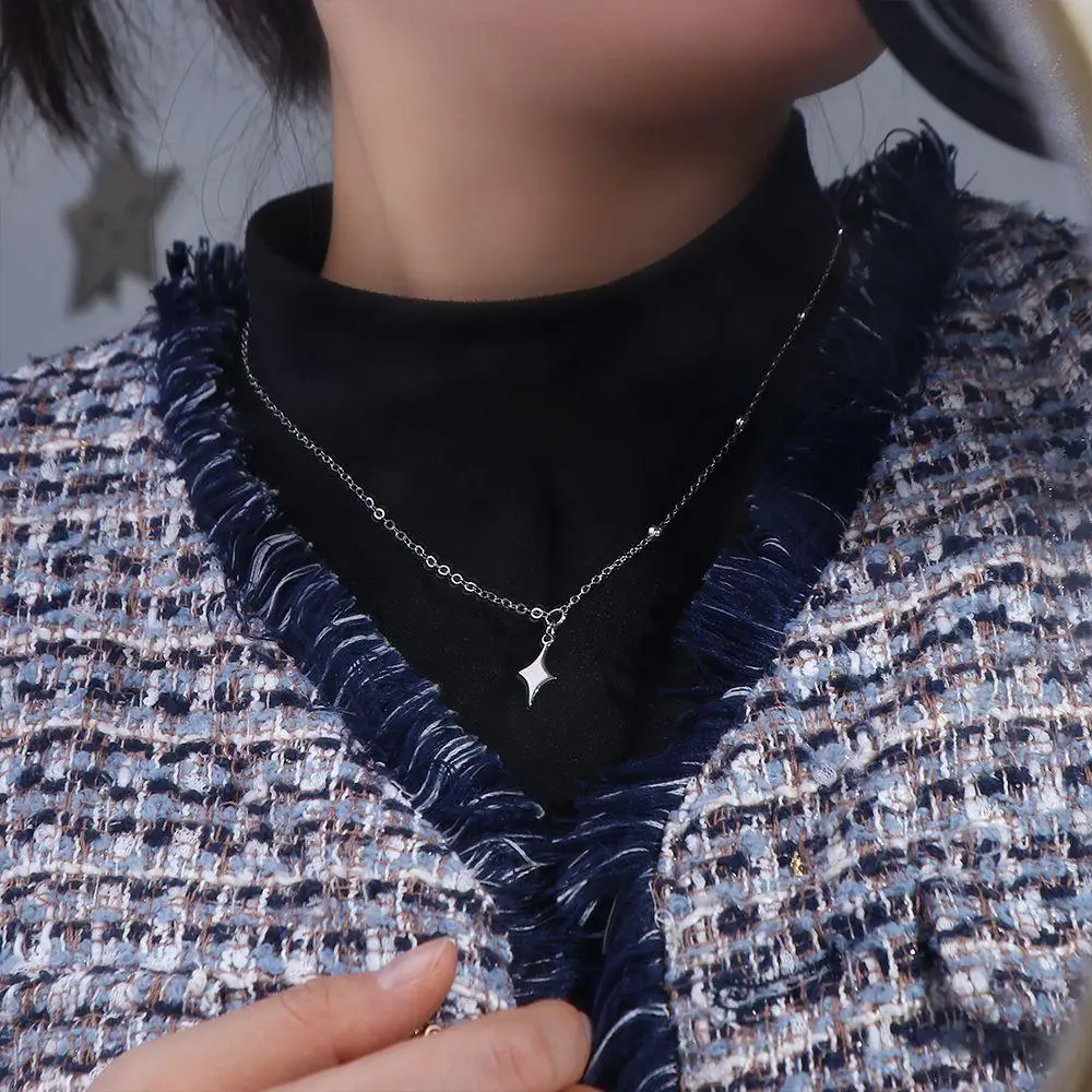 Four-Pointed Star Pendent Niche Design Clavicle Chain Simple Women Necklace Fashion Jewelry Korean Style Necklace Girl Choker