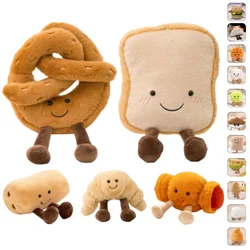 Kawaii Hot Bread Food Series Plush Toy With Happy Expression Baguette Croissant Sausages Fried Roll Bread Plush Doll Home Decor