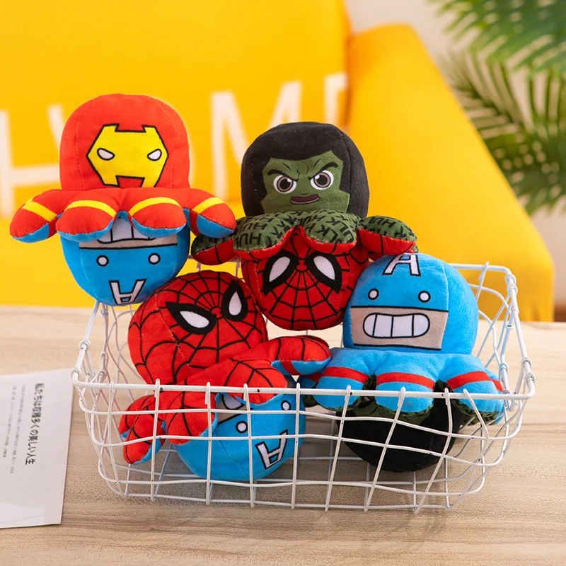 Marvel peluche bambola Avengers Spiderman Iron Man Captain America Hulk Thanos Octopus peluche Cartoon Toy che può essere capovolto regalo per bambini