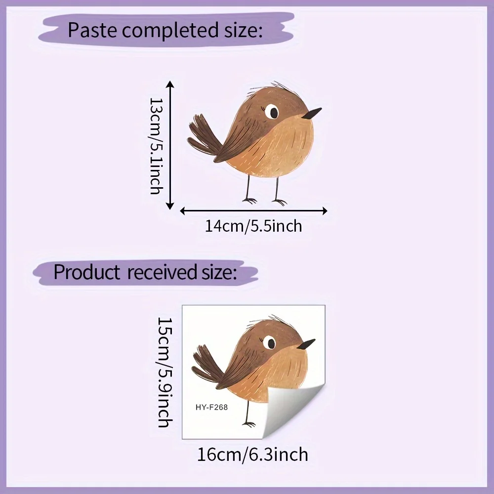 ملصق حائط لطيف على شكل عصفور، 5.9 × 6.3 بوصة طباعة حيوانات شفافة للأشعة فوق البنفسجية للنوافذ، ديكور منزلي ذاتي اللصق، ملصق حائط لديكور الطيور