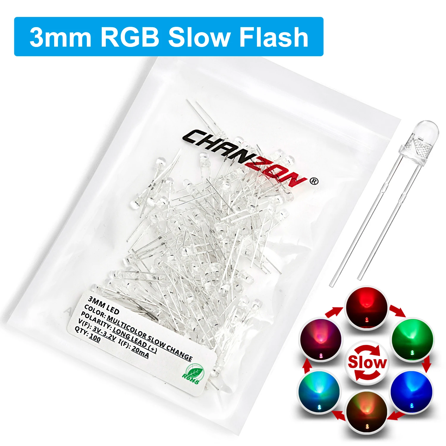 50pcs LED Pré-câblé DC, 9-12V 3 5 10mm Diodes LED Clear Water, Lumière Blanche Rouge Bleu Verte, Lampe à Ampoule pour Modèle Manuel de Jouets Bricolage (White hair red-5 mm