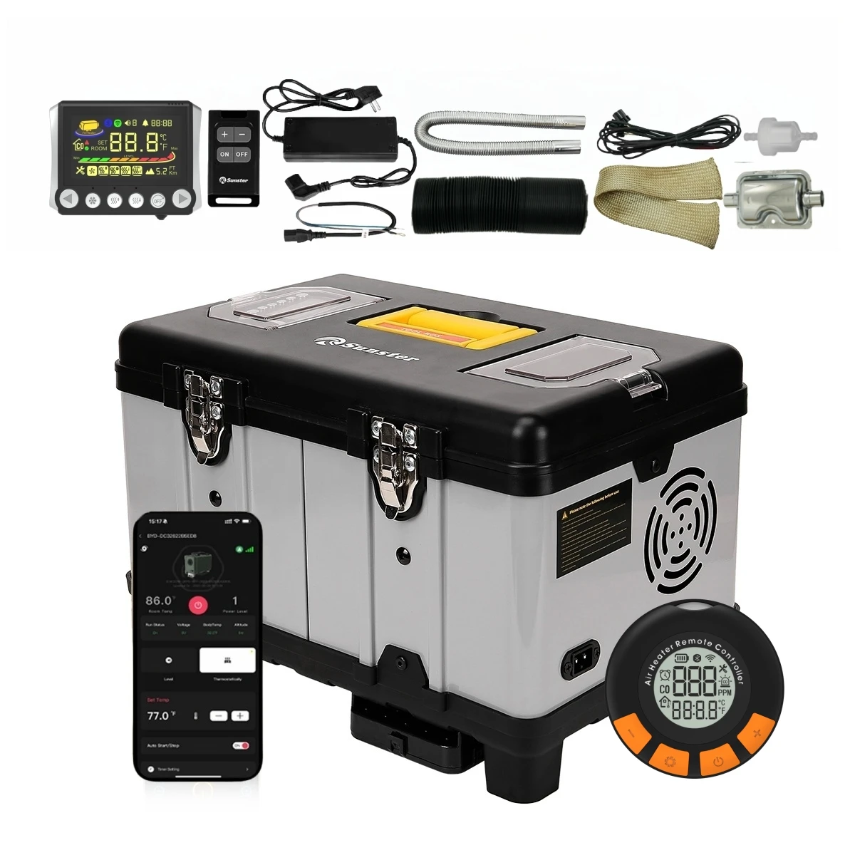 TB10pro 8KW Diesel Air Heater 12V/24V/220V With CO Alarm/Bluetooth app/Adaptive Plateau Car Parking Diesel For Garage Factory RV