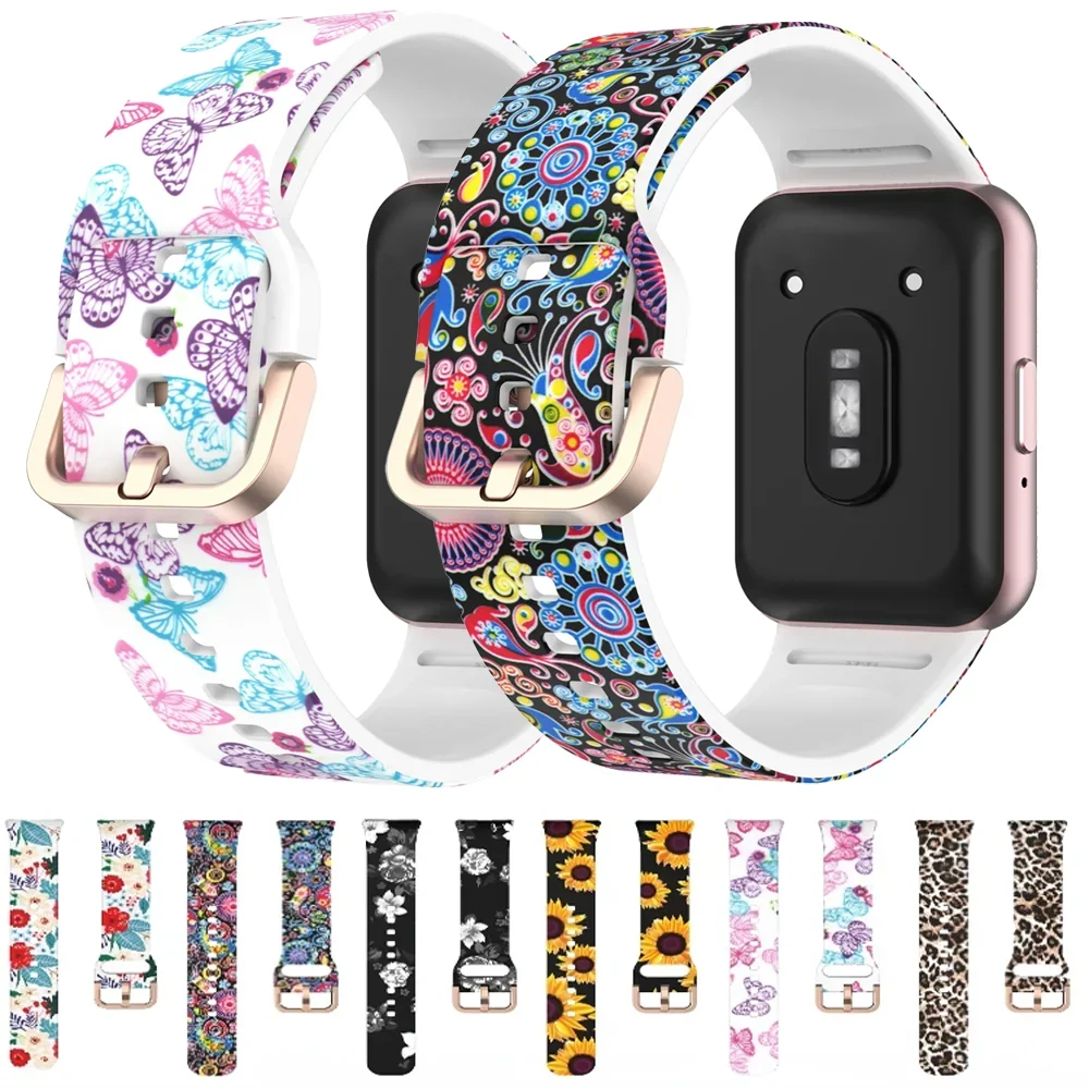 Силиконовый ремешок с принтом для Samsung Galaxy Fit 3, женский удобный браслет Galaxy Fit 3, сменный браслет Correa