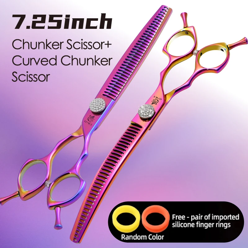 Fenice 7.25 inch Professional Curved Chunker Pet Grooming Scissors 9