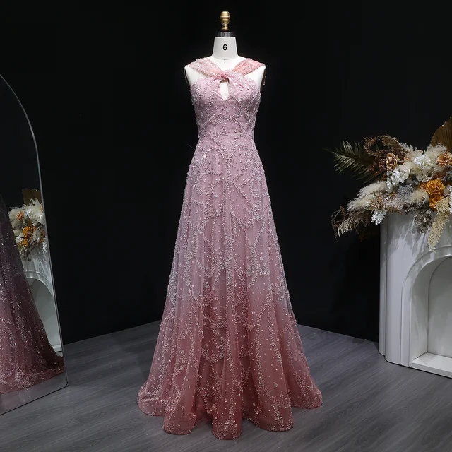 Sharon Said Elegant A Line Evening Dresses Criss-cross Luxury Beaded Women's Formal Wedding Guest Party Gowns SS709 Customized 2 Sharon Said Elegant A Line Evening Dresses Criss-cross Luxury Beaded Women's Formal Wedding Guest Party Gowns SS709 Customized 2
