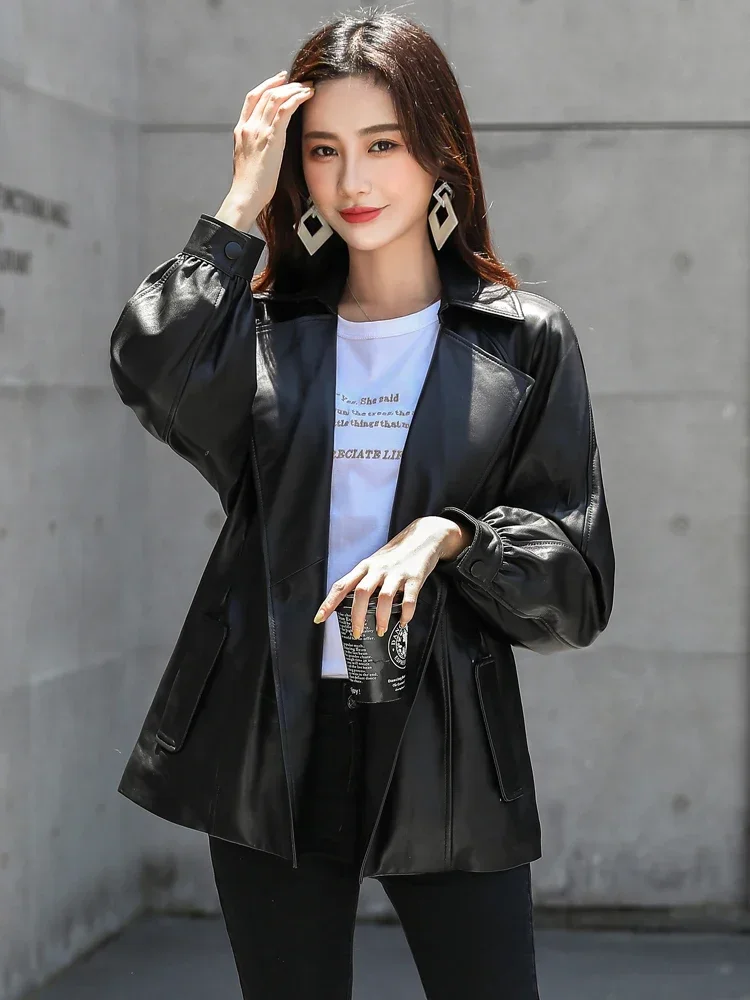 Real Asli Jaket Kulit Wanita Pakaian 2020 Korea Kulit Domba Mantel Fashion Jaket Musim Semi Chaqueta Mujer Z91909 KJ4312