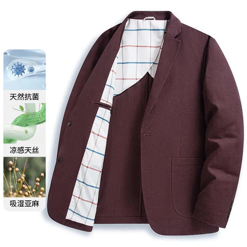 

Мужской повседневный костюм из льна для весны-лета-осени, легкий пиджак в деловом стиле, тренд 2026 года, новый фасон