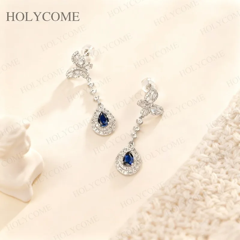 Customized Earrings Pear Shape 4x6mm Lab Ruby Sapphire Columbia Earrings Sparkling for Wedding Engagement Christmas Jewelry Gift