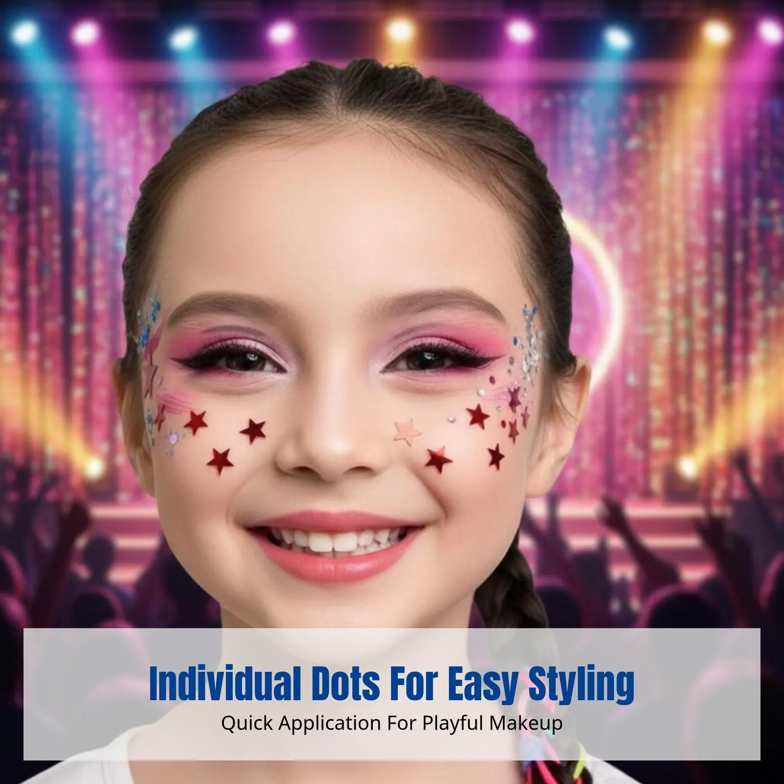 Celestial Face Stickers, Pentagram Decoration, Glow Makeup Accessory, Kids Stage Performance, Multicolor Options view 4