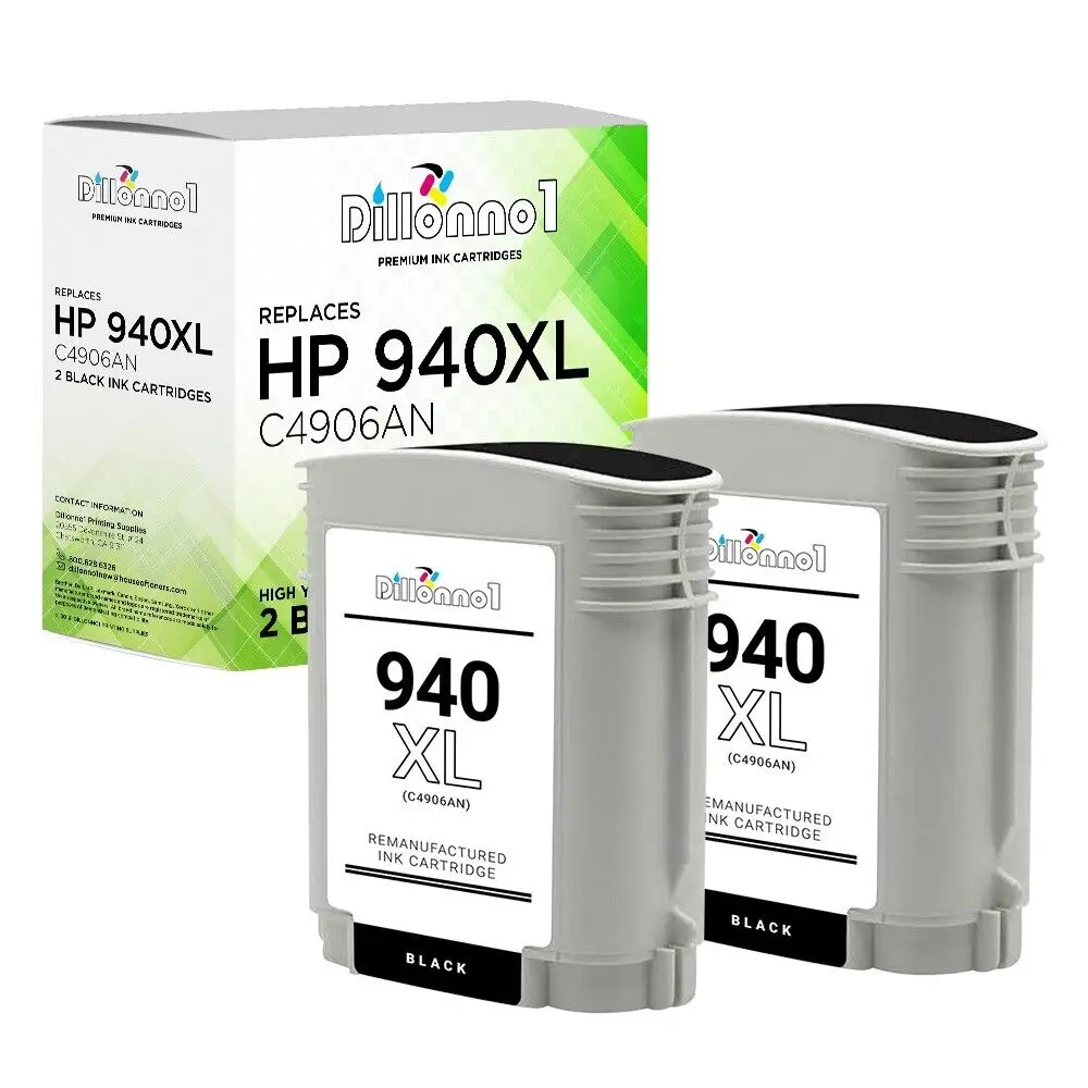 2PK #940XL C4906A Black Ink Cartridge for HP Officejet Pro 8000 8500 Series