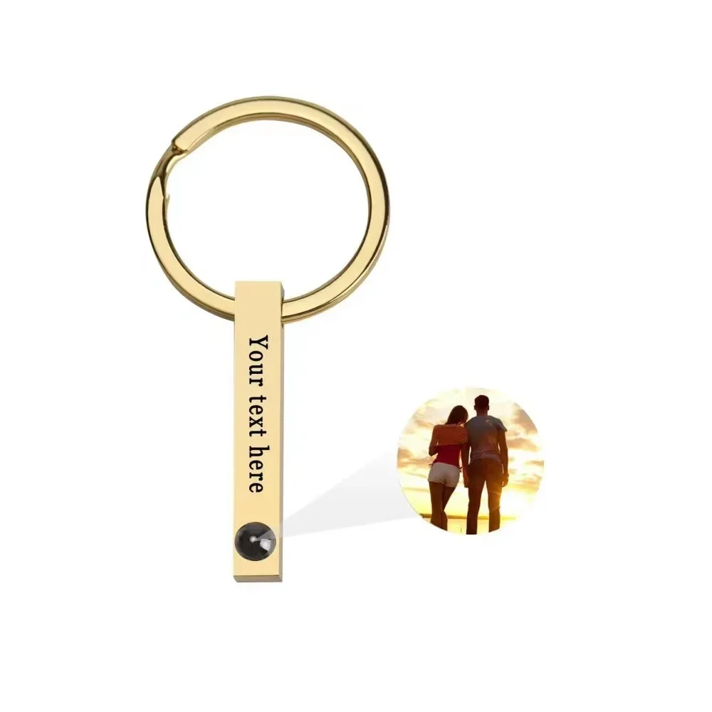 

Customized Projection Photo Keychain Titanium Steel Key Chain Ring Personalize Pendant Lover Friend Family Valentine's Day Gift