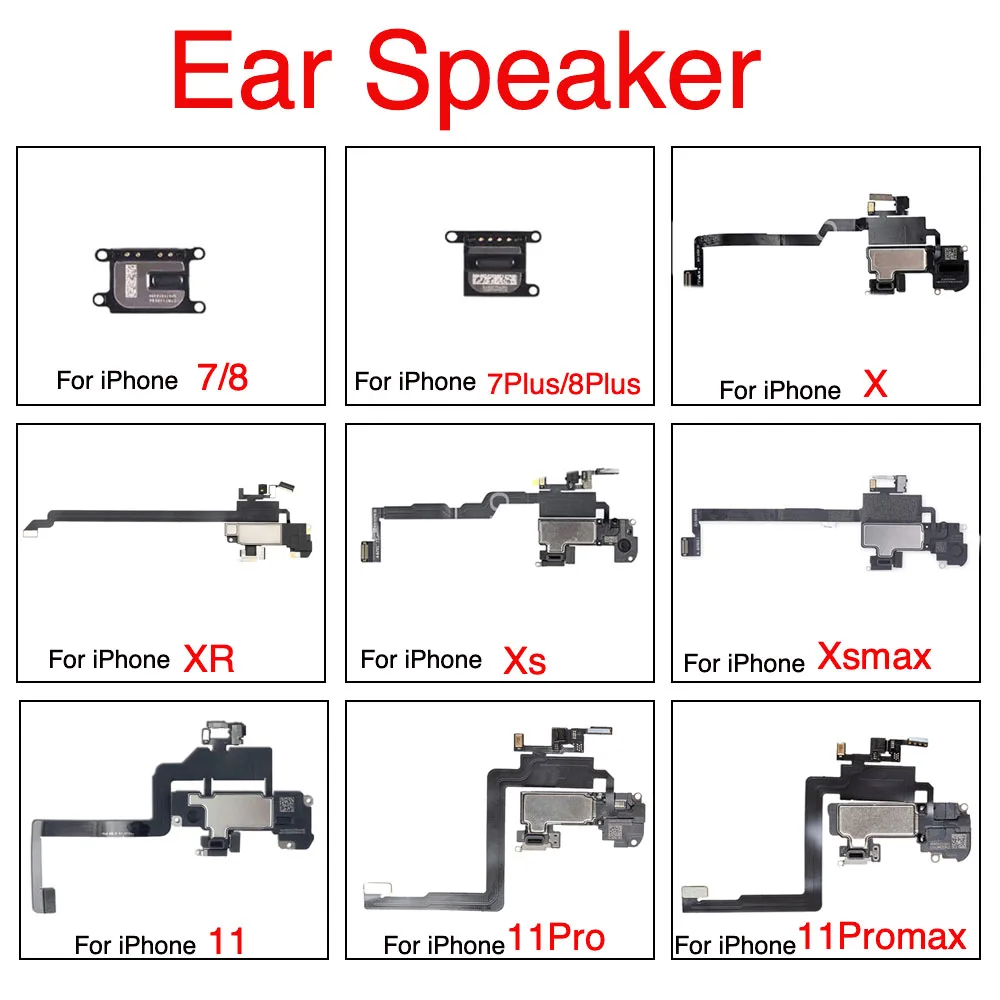 Ear Speaker Flex Cable For iPhone 7 8 Plus X XR XS 11 Pro Max upper Earpiece Speaker  Sound Repair Replacement