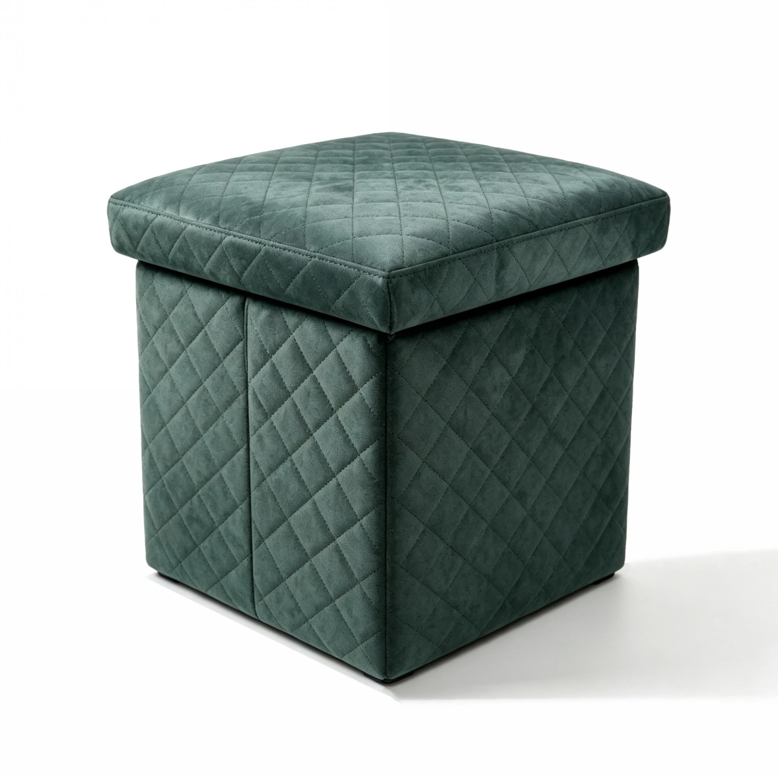 Pouf de rangement pliable en velours 38x38x35cm, tabouret de rangement rembourré et siège auxiliaire pour chambre à coucher, organisateur de vêtements et de jouets avec structure en fibre de bois